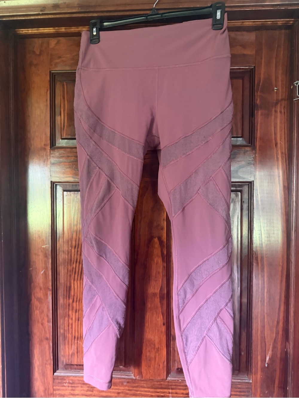 lululemon athletica Mauve Leggings with Chevron Mesh Panels
